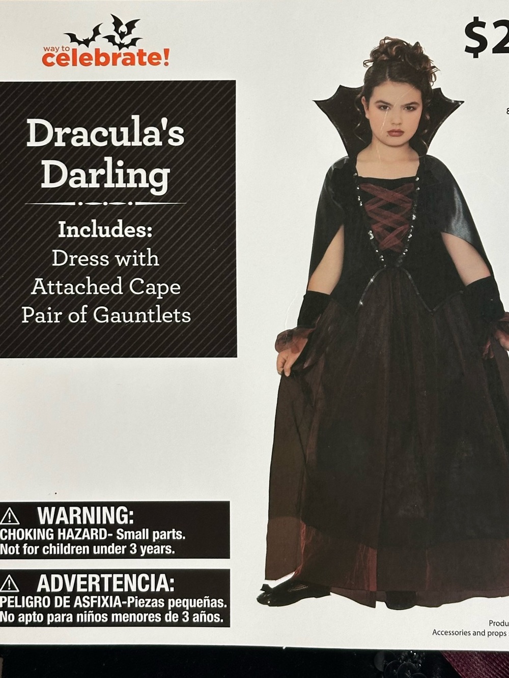 Dracula's Darling Girls' Black & Burgundy Vampire Costume. Youth XL 14/16